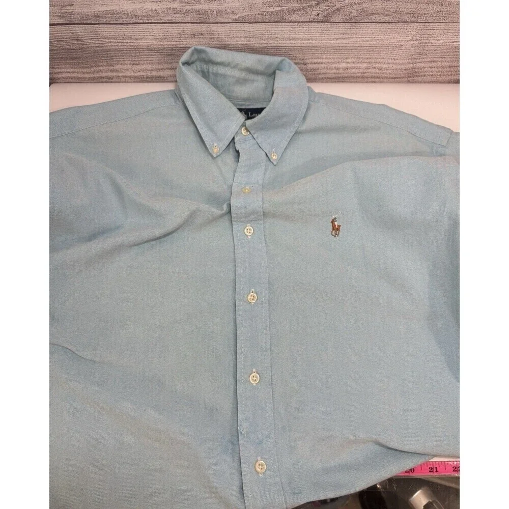Ralph Lauren Shirt Mens L Blue Plaid Blake Short Sleeve Button Down